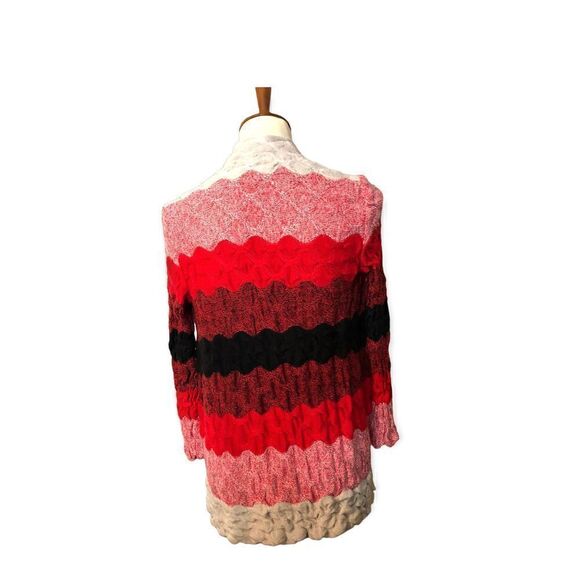 St Johns wool blend ruched red, black cardigan - Picture 6 of 9